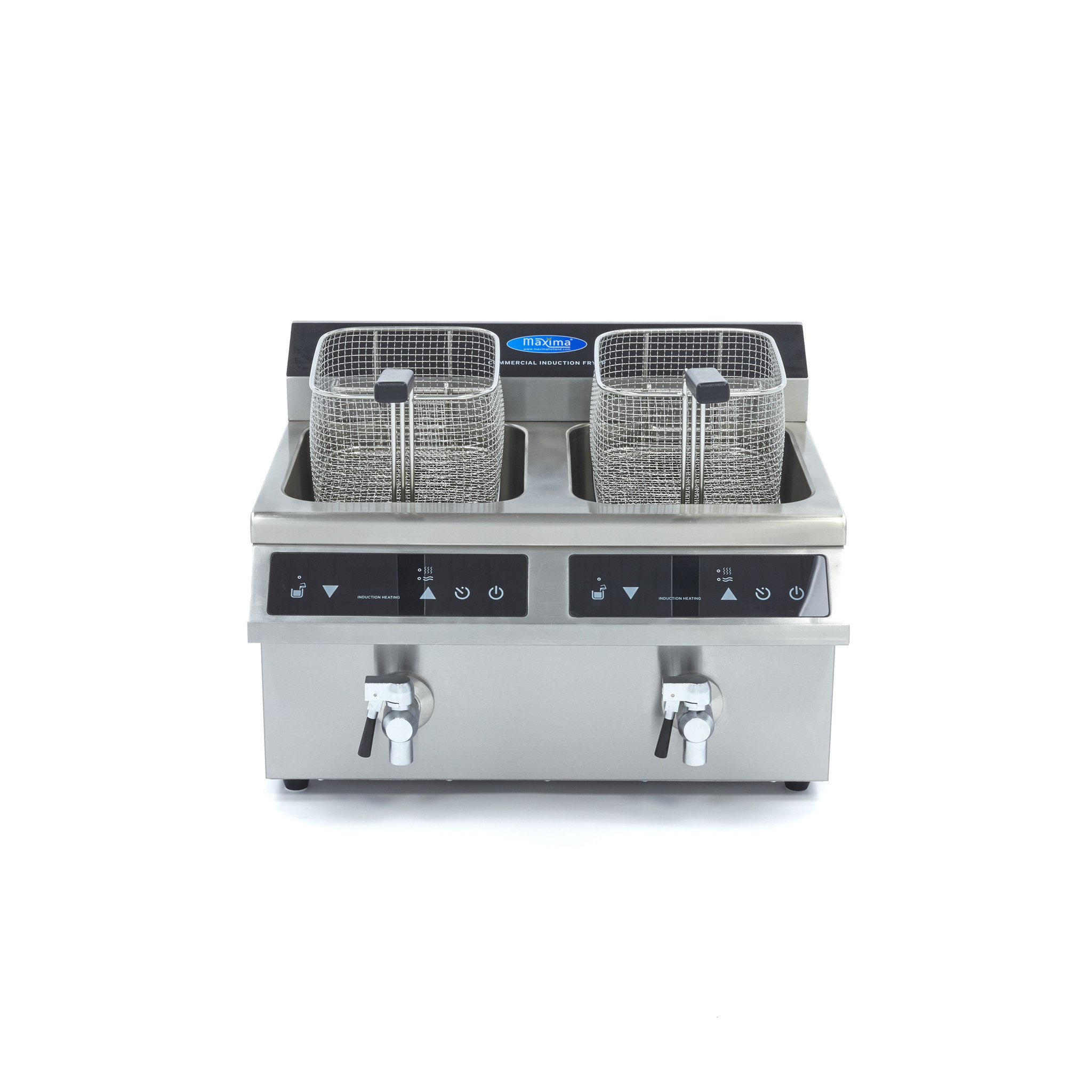 Indukční fritéza s kohoutkem 09371095 – 2 x 8 l | MAXIMA