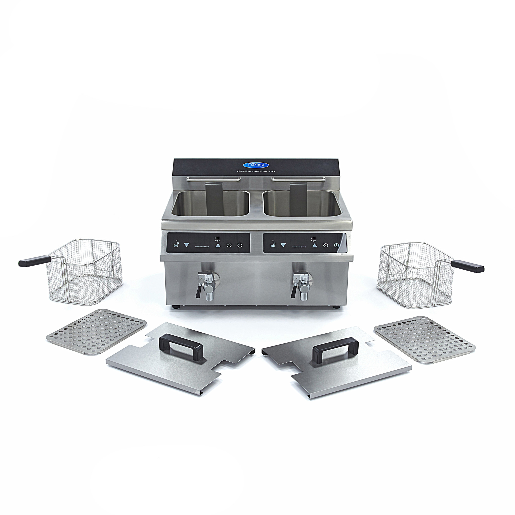 Indukční fritéza s kohoutkem 09371095 – 2 x 8 l | MAXIMA