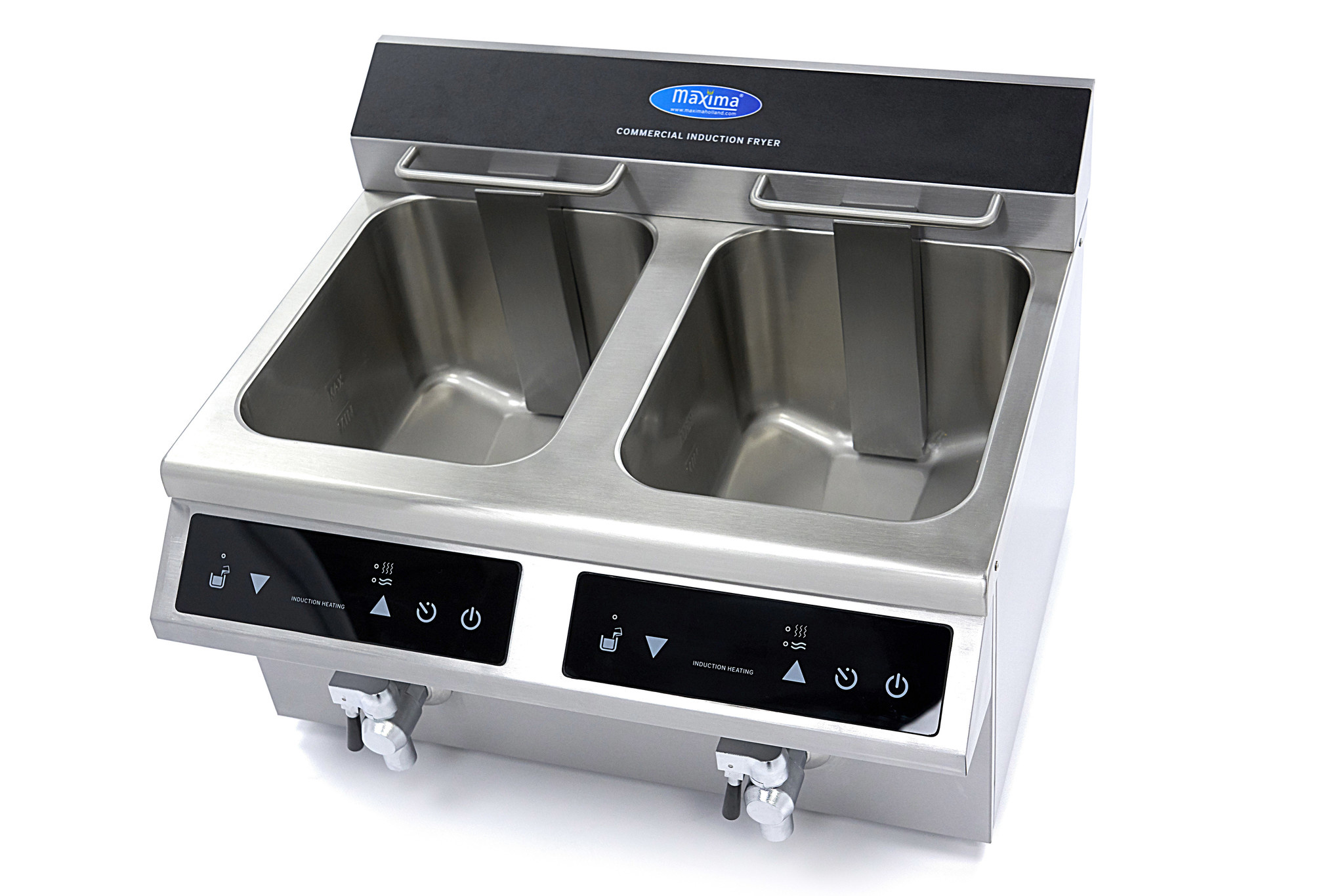 Indukční fritéza s kohoutkem 09371095 – 2 x 8 l | MAXIMA